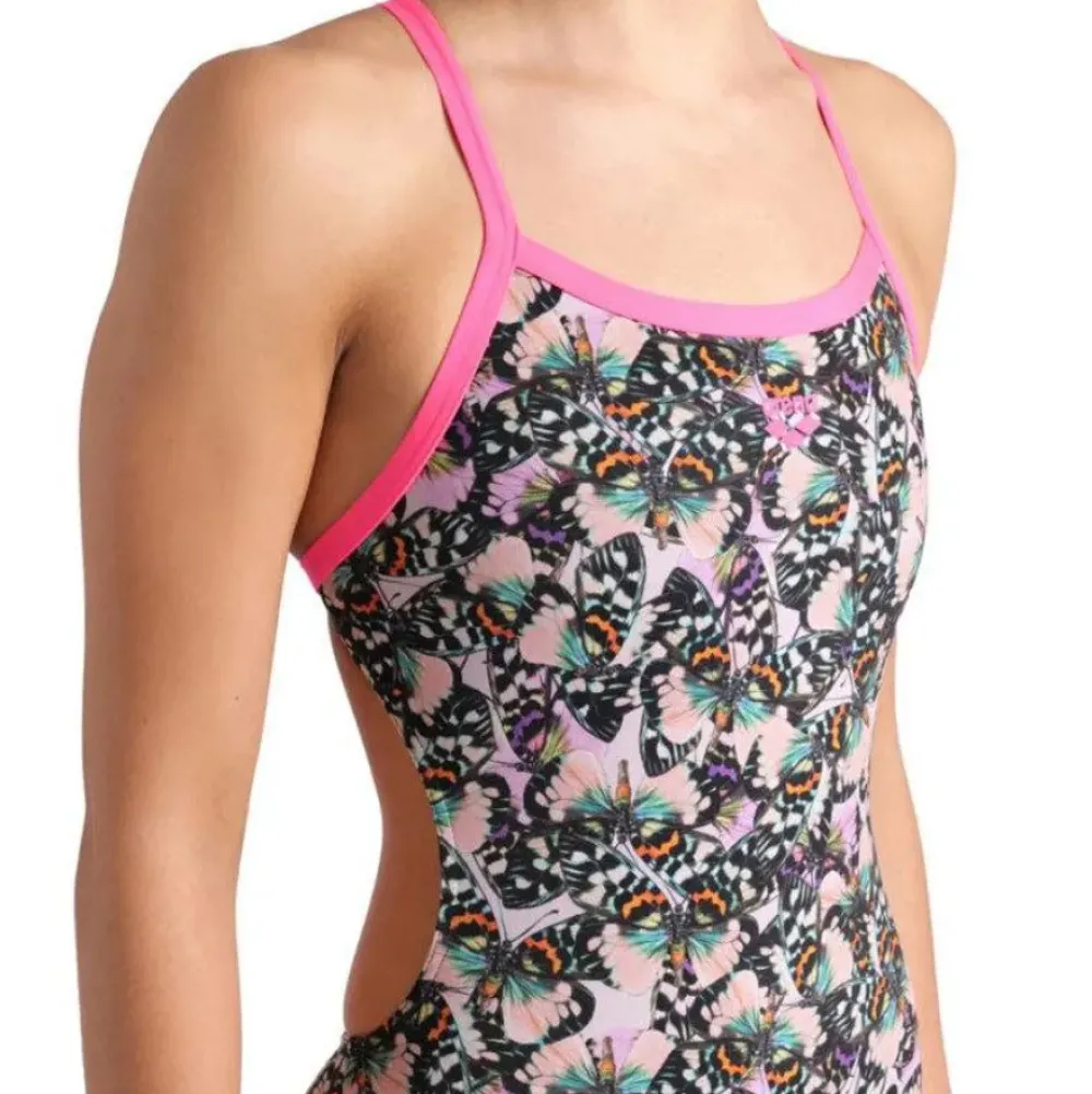 Arena W Butterflies Swimsuit Challenge Back 950 Shocking Pink-Multi New